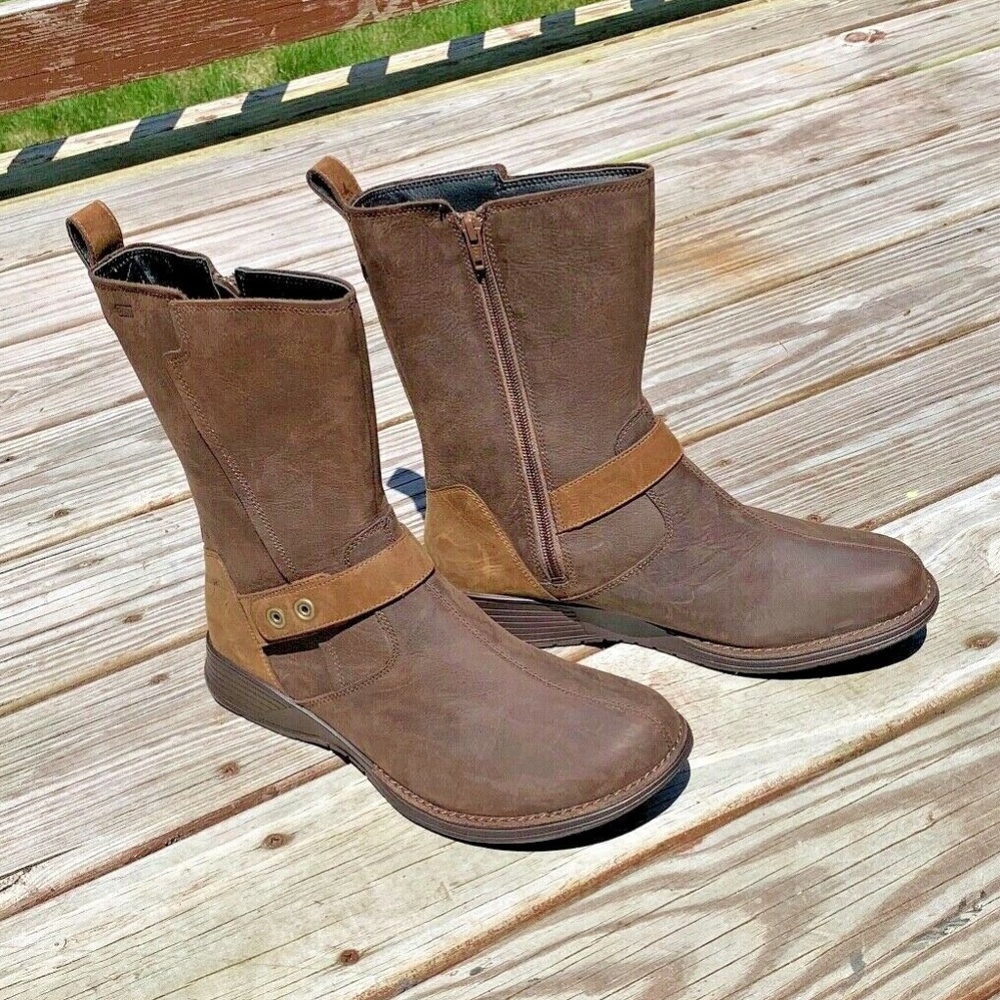 Merrell 10" Clay Brown Leather Zip Boots Size 10